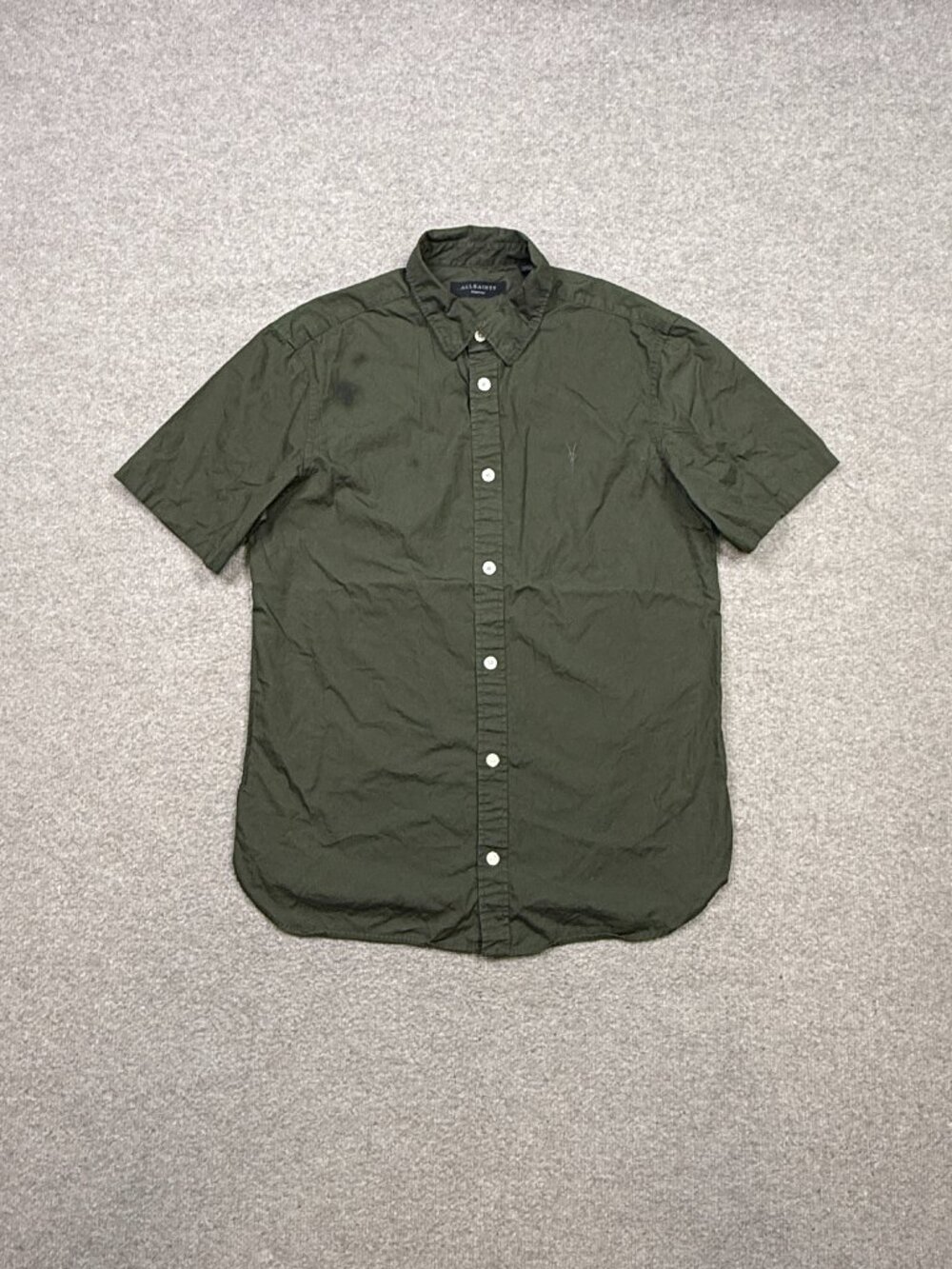 Allsaints All Saints Button Up Shirt Mens Size M Green Short Sleeve